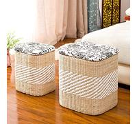 BTYQKZVPM Poggiapiedi ottomano in pelle, Panca contenitore e pouf confezione da 2 in pelliccia sintetica Boucle Sherpa multicolore, diverse misure(Squarea,32 * 27 * 38Cm)