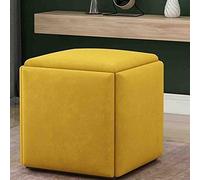 BTYQKZVPM Poggiapiedi ottomano in pelle, Pouf impilabile, set 5 in 1, poggiapiedi, tavolino, cubo multicolore, diverse misure, confezione da 5(Yellow,35 * 35 * 36Cm)