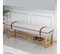 BTYQKZVPM Poggiapiedi ottomano in pelle, PU Leather Upholstered Shoe Storage Bench With Metal Base Multicolor 80-100x35x45cm(Grey,80x35x45cm(31x14x18inch))