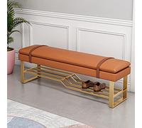 BTYQKZVPM Poggiapiedi ottomano in pelle, PU Leather Upholstered Shoe Storage Bench With Metal Base Multicolor 80-100x35x45cm(Orange,80x35x45cm(31x14x18inch))