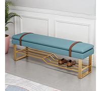 BTYQKZVPM Poggiapiedi ottomano in pelle, PU Leather Upholstered Shoe Storage Bench With Metal Base Multicolor 80-100x35x45cm(Blue,80x35x45cm(31x14x18inch))