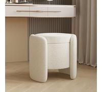 BTYQKZVPM Poggiapiedi ottomano in pelle, Storage Ottoman Vanity Stool Pouf Footrest Multicolor 48x42cm (19x16.5 Inch)(White)
