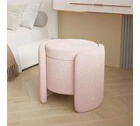 BTYQKZVPM Poggiapiedi ottomano in pelle, Storage Ottoman Vanity Stool Pouf Footrest Multicolor 48x42cm (19x16.5 Inch)(Pink)