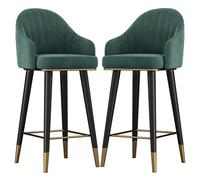 BTYQKZVPM Poggiapiedi ottomano in pelle, Velvet Swivel Bar Chairs Pack Of 2 Multicolor Multiple Sizes Curved Backrest Footrest Tall Stools(Green,65cm/(25.6"))