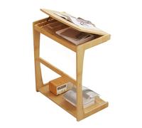 BTYQKZVPM Tavolino da caffè/Comodino, Tavolino Mobile in bambù a Forma di C con Piano Ribaltabile e Ruote in Multicolore(Original Color)