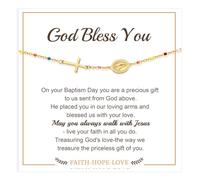 Btysun Regali cristiani per donne, braccialetto con croce dorata per donne, regali di cresima per ragazze adolescenti battesimo braccialetto religioso fede bibbia versi gioielli, Gold Plated - 16.5+5