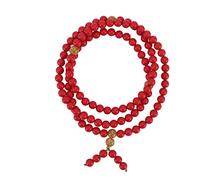Buachois Bracciale con Perline di Preghiera, 8mm 108 Perline Cinabro Naturale Rosso Meditazione Buddista Rosario Perline Bracciali Elasticizzati per Preghiera, Braccialetto con Catena da Polso