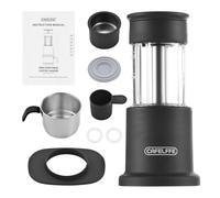 Buachois Caffettiera portatile, 2 su 1 Manuale di viaggio Premere la macchina del caffè per NES Capo macinata con tazza in acciaio inossidabile da 120 ml da 80 ml (Nero)