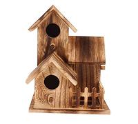 Buachois Casetta per Uccelli in Legno con Corde per Appendere, Casette per Uccelli Azzurri All'aperto per Fringuelli Chickadees Rondini, Fai da Te Bambini Educativi 20x15x15 cm