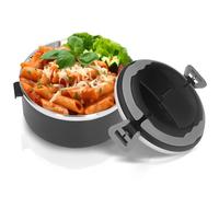 Buachois Contenitore per Il Pranzo Termico per Alimenti,Contenitore per Il Pranzo Sottovuoto a Prova di Perdite in Acciaio Inossidabile, Bento Box Termico Portatile Isolato Scaldavivande(Nero 201)