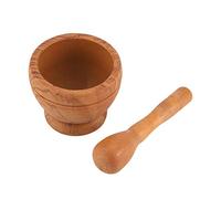 Buachois Mortaio e Pestello Manuale, Set Macina Spezie Aglio Erbe in Plastica PP Utensile per Tritare Polverizzare Grani Tè e Farmacia (Grana del legno)