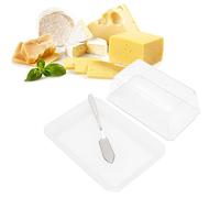 Buachois Portaburro con Coperchio e Coltello, Burriera in Plastica Trasparente, Grande Capacità Trasparente, Facile da Tagliare e Conservare, per Frigorifero da Cucina Domestica(UN)