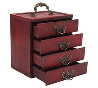 Buachois Portagioielli in Legno, Custodia per Gioielli a 4 Livelli con 4 Cassetti Rimovibili,Organizer per Gioielli retrò di Grande capacità, Scatola Portaoggetti Antica per Donne