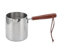 Buachois Scaldo Burro, 450ml Acciaio Inox Mini Burro Caffe Pentola per Latte Piccola Con Manico in Legno,Scalda Latte per Caffè,Zuppa,Cioccolato,Latte