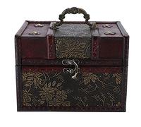 Buachois Scrigno del Tesoro in Legno,Forziere del Tesoro con Lucchetto, Scatola del Tesoro Decorativa,Vintage Bauletto in Stile Cinese,per la Conservazione e la Decorazione,18x 13x 12,2cm