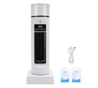 Buachois Ventilatore da Tavolo Torre, Ventilatore Raffreddamento Portatile con Umidificatore e Luci LED, 6 Velocità 6H Timer, per Casa Ufficio Dormitorio