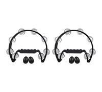 BUAGOUWZ 2X Tambourine, Metal Jingles Hand Held Percussion Half-Moon Tambourine e Egg Shakers per Kids, Adults, KTV, Party BLACK