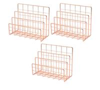 BUAGOUWZ 3X Scaffale da Ufficio Desktop da Ufficio nel Metallo Rosa Blocco da Libro un Tre Strati Scaffale da Tavolo per Riviste