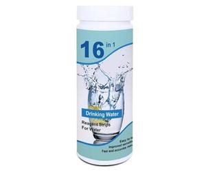 BUAGOUWZ Kit Ad Alta Sensibilità Test PVC | 100 pezzi, strisce per acqua potabile 16-in-1, rilevano pH, durezza, e nitrato con coordinazione colori precisa.