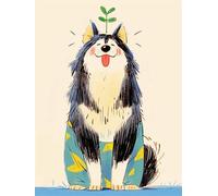 BUANJIAJU Kit di ricamo a punto croce per principianti, disegno stampato di un cane, 11 ct, kit di ricamo fatto a mano, fai da te, disegno stampato, arredamento per la casa, 40x50 cm