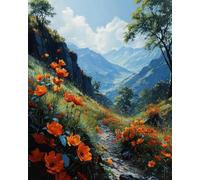 BUANJIAJU Kit ricamo a punto croce paesaggio di montagna fiore 11CT kit fatto a mano fai da te modello di stampa decorazione decorazione della casa portico camera da letto regalo per amici -40x50CM