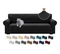BUAOGDVG Copridivano 4 Posti Con Braccioli, Copripoltrona Elasticizzato, Copri Divano Antigraffio Gatto Cani, Copridivani Antiscivolo Antimacchia, Universale Sofa Cover Moderno(Nero,4 Posti)