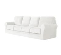 BUAOGDVG Copridivano elasticizzato a 4 Posti con 4 Copricuscini grandi, Copridivano antiscivolo a tre posti con Copricuscino Separato per animali domestici, cani(White,4 Seat)