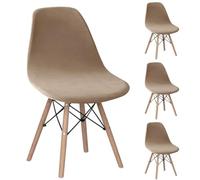 BUAOGDVG Coprisedia scandinavo in velluto, set di 4 coprisedia elasticizzati for sala da pranzo, coprisedia scandinavo lavabile, for cucina, casa, hotel(Chameau,Lot de 4)