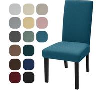 BUAOGDVG Coprisedie Con Schienale 4 Pezzi, Coprisedia Elasticizzati Universal, Jacquard Fodere Sedie Soggiornoi, Fodera Sedia Antigraffio, Copertura Sedia Lavabile, Super Morbido(Blu Pavone,4 Pezzi)