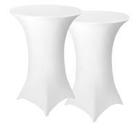 BUAOGDVG Copritavoli Da Cocktail Incorporato Spandex Angoli Quadrati Copritavoli Alti Per Feste, Banchetti, Eventi Matrimoniali, Esposizioni, All'aperto(Bianco,2er Set - Ø 70-75cm)