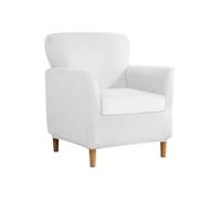BUAOGDVG Fodere Copripoltrona Velluto Elasticizzato Ottomano Copertura Fodera in Ottomano Copridivano da 1 Posto con Cuscino Fodera per Poltrona(Bianco,Chair+Seat)