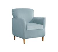 BUAOGDVG Fodere Copripoltrona Velluto Elasticizzato Ottomano Copertura Fodera in Ottomano Copridivano da 1 Posto con Cuscino Fodera per Poltrona(Light Blue,Chair+Seat)
