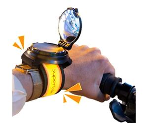 Bub-up Superbikero │ Braccialetto con specchietto retrovisore integrato e indicatore di direzione per biciclette e scooter. Con segnale fisso o lampeggiante. Versione singola