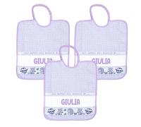 Bubabù 3 bavaglinIi personalizzati con nome BOSCO spugna con elastico cm.28x33 - Cotone 100% Made in Italy