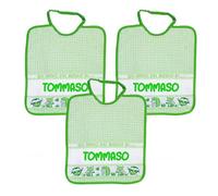 Bubabù 3 bavaglinIi personalizzati con nome BOSCO spugna con elastico cm.28x33 - Cotone 100% Made in Italy