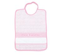 Bubabù Bavetta MI CHIAMO cm. 24x30 con elastico e inserto da ricamare - Bavaglini in spugna Cotone 100% - Made in Italy (ROSA)