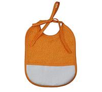 Bubabù Bavetta neonato da ricamare Pluto cm.16x19 Bavaglino neonato con laccetti e tasca in etamine per il ricamo Cotone 100% Made in Italy (ARANCIO)