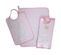 Bubabù Set ASILO SCUOLA MATERNA SILVESTRO 2 pezzi: bavaglino spugna con elastico cm.29x35 e asciugamano cm.40x50 Completo asilo - Cotone 100% Made in Italy (ROSA)