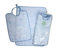Bubabù Set ASILO SCUOLA MATERNA SILVESTRO 2 pezzi: bavaglino spugna con elastico cm.29x35 e asciugamano cm.40x50 Completo asilo - Cotone 100% Made in Italy (AZZURRO)