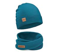 Bubalove - Set di Berretto e Sciarpa - Cappello e Colletto in Cotone per Bambino - Cuffia e Scaldacollo - Sciarpe a Maglia - Blu Marino