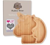 Bubba Bear Set di piatti con ventosa, realizzati in bambù naturale, piastre con ventose per lo svezzamento dei neonati e l'alimentazione dei bambini (unicorno)