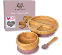 Bubba Bear ® Set di svezzamento per bambini,Piatti, ciotole e cucchiai di bambù per l'alimentazione a LED del bambino, ciotola e cucchiaio per bambini dai 6 mesi,Bavaglino BLW per bambini opzionale