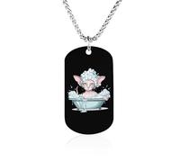 Bubble Bath Sphynx Cat, collana commemorativa in acciaio al titanio rettangolare con ciondolo a forma di gatto