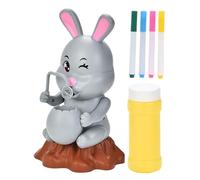 Bubble Blower Machine - 12,5 x 11,5 x 20,6 cm, Rabbit Blower Toy, Music Light Feature, Mini Painting Area | Children Indoor Birthday Wedding Party Favors Activities Easter Basket Stuffers Uses