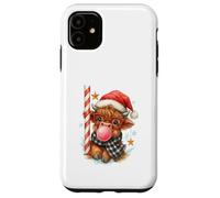 Bubble Blowing Highland Cow Christmas Cute Holiday Custodia per iPhone 11