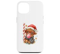 Bubble Blowing Highland Cow Christmas Cute Holiday Custodia per iPhone 13