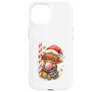 Bubble Blowing Highland Cow Christmas Cute Holiday Custodia per iPhone 15