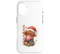 Bubble Blowing Highland Cow Christmas Cute Holiday Custodia per iPhone 16