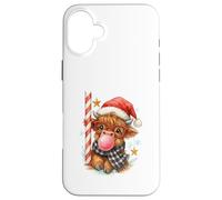 Bubble Blowing Highland Cow Christmas Cute Holiday Custodia per iPhone 16 Plus