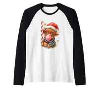 Bubble Blowing Highland Cow Christmas Cute Holiday Maglia con Maniche Raglan